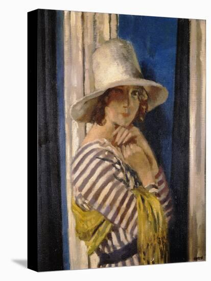 Mrs Hone in a Striped Dress-Sir William Orpen-Stretched Canvas