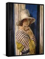 Mrs Hone in a Striped Dress-Sir William Orpen-Framed Stretched Canvas