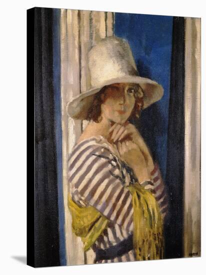 Mrs Hone in a Striped Dress-Sir William Orpen-Stretched Canvas