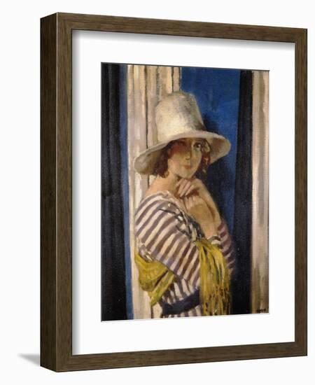 Mrs Hone in a Striped Dress-Sir William Orpen-Framed Giclee Print