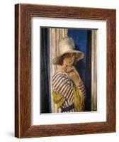 Mrs Hone in a Striped Dress-Sir William Orpen-Framed Giclee Print