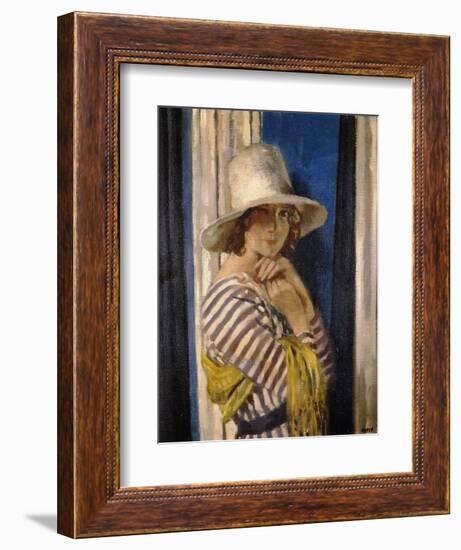 Mrs Hone in a Striped Dress-Sir William Orpen-Framed Giclee Print