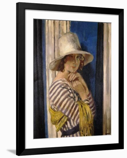 Mrs Hone in a Striped Dress-Sir William Orpen-Framed Giclee Print