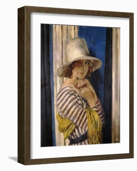 Mrs Hone in a Striped Dress-Sir William Orpen-Framed Giclee Print