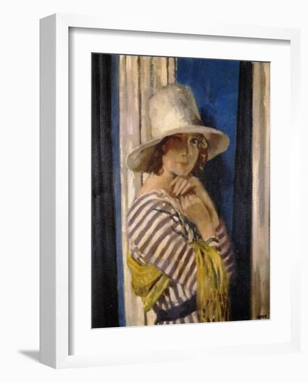 Mrs Hone in a Striped Dress-Sir William Orpen-Framed Giclee Print