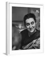 Mrs. Indira Gandhi Posing During Her Trip to the Us-Carl Mydans-Framed Premium Photographic Print