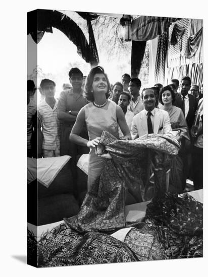 Mrs. Jacqueline Kennedy on Tour in India-Art Rickerby-Stretched Canvas