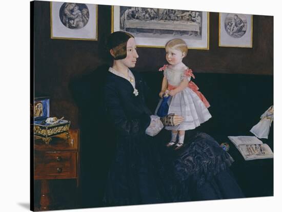 Mrs James Wyatt Jr and Her Daughter Sarah-John Everett Millais-Stretched Canvas