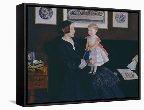 Mrs James Wyatt Jr and Her Daughter Sarah-John Everett Millais-Framed Stretched Canvas