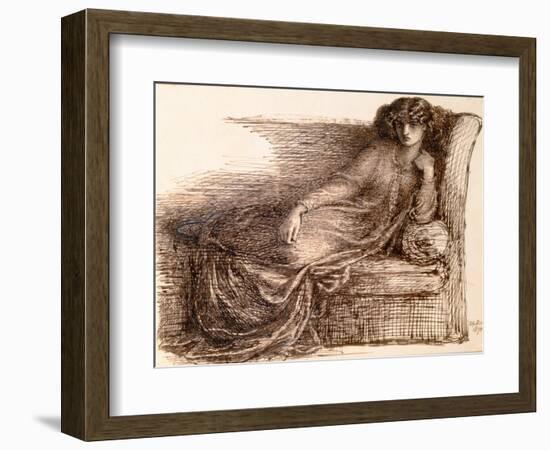 Mrs. Jane Morris Reclining on a Sofa-Dante Gabriel Rossetti-Framed Premium Giclee Print