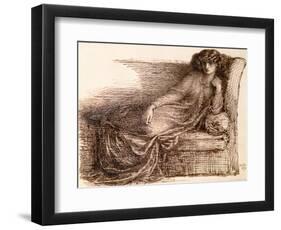 Mrs. Jane Morris Reclining on a Sofa-Dante Gabriel Rossetti-Framed Premium Giclee Print