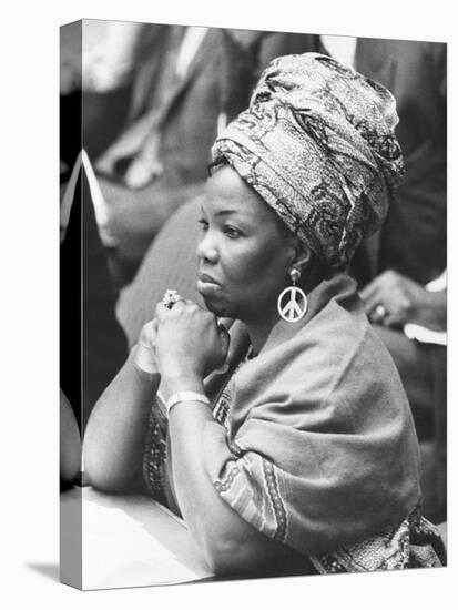 Mrs. Jeanne Martin Cisse, Wears Peace Symbol Earrings at the U.N. Security Council-null-Stretched Canvas