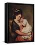 'Mrs Johnstone and her Son (?)', 1775-1780, (c1915)-George Romney-Framed Stretched Canvas