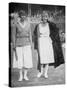 Mrs Mallory and Suzanne Lenglen before their Famous First Final at the 'New' Wimbledon, 1922-null-Stretched Canvas