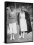 Mrs Mallory and Suzanne Lenglen before their Famous First Final at the 'New' Wimbledon, 1922-null-Framed Stretched Canvas