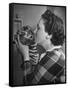 Mrs. Martini, Wife of the Bronx Zoo Lion Keeper, Kissing a Tiger Cub-Alfred Eisenstaedt-Framed Stretched Canvas