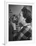 Mrs. Martini, Wife of the Bronx Zoo Lion Keeper, Kissing a Tiger Cub-Alfred Eisenstaedt-Framed Photographic Print