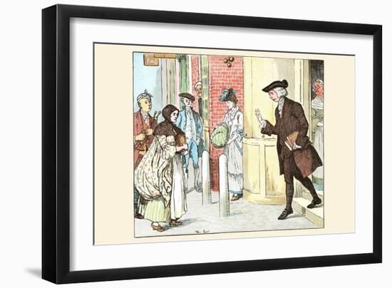 Mrs. Mary Blaize Is Given a Good Morning from a Gentleman Leaving His Home-Randolph Caldecott-Framed Art Print