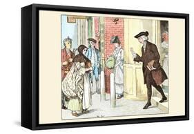 Mrs. Mary Blaize Is Given a Good Morning from a Gentleman Leaving His Home-Randolph Caldecott-Framed Stretched Canvas