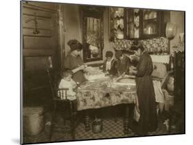 Mrs. Mette and Her Children Making Flowers in a Dirty New York Tenement, 1911-Lewis Wickes Hine-Mounted Photographic Print