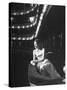 Mrs. Michael Phipps Sitting in Box of Empty Theatre Re Fall Fashions-Peter Stackpole-Stretched Canvas