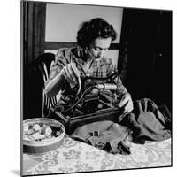 Mrs. Milton D. Phillips Sewing Clothes for Her Family to Stretch the Budget-null-Mounted Photographic Print