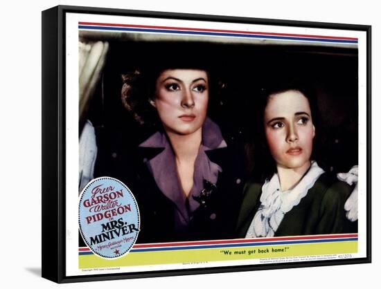 Mrs. Miniver, from Left, Greer Garson, Teresa Wright, 1942-null-Framed Stretched Canvas