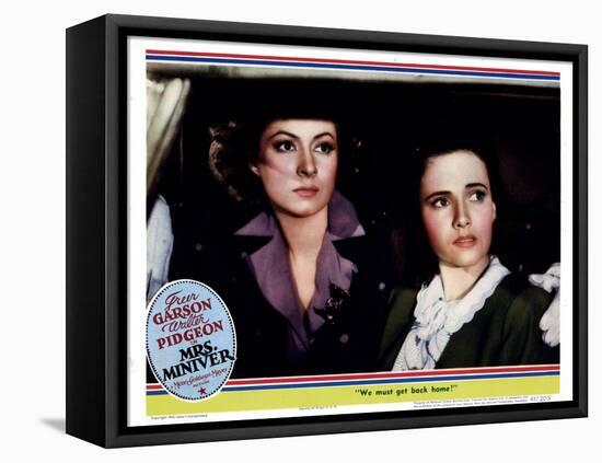 Mrs. Miniver, from Left, Greer Garson, Teresa Wright, 1942-null-Framed Stretched Canvas