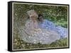 Mrs. Monet and a Friend in the Garden. Two Women Sitting in the Shade of a Tree. Painting by Claude-Claude Monet-Framed Stretched Canvas