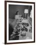 Mrs. Ottilie King Lining Up Her Children's Shoes-Stan Wayman-Framed Photographic Print