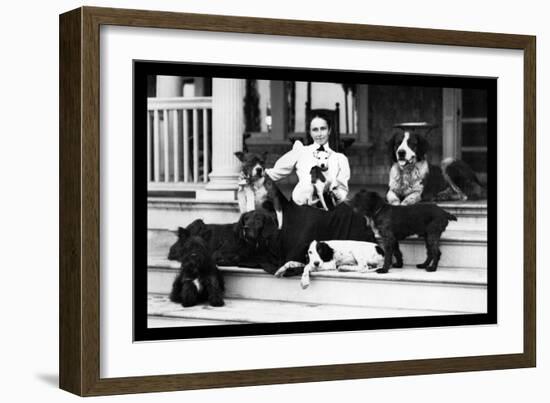 Mrs. Patten and Her Seven Dogs-null-Framed Art Print