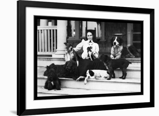 Mrs. Patten and Her Seven Dogs-null-Framed Art Print