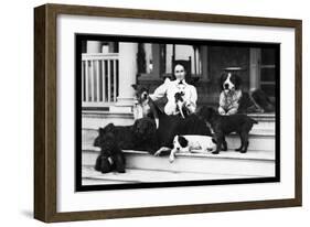 Mrs. Patten and Her Seven Dogs-null-Framed Art Print