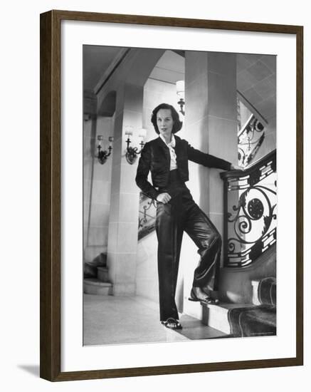 Mrs. Phillip Isles Wearing Bull Fighter Pajamas with Bolera Jacket-Nina Leen-Framed Premium Photographic Print