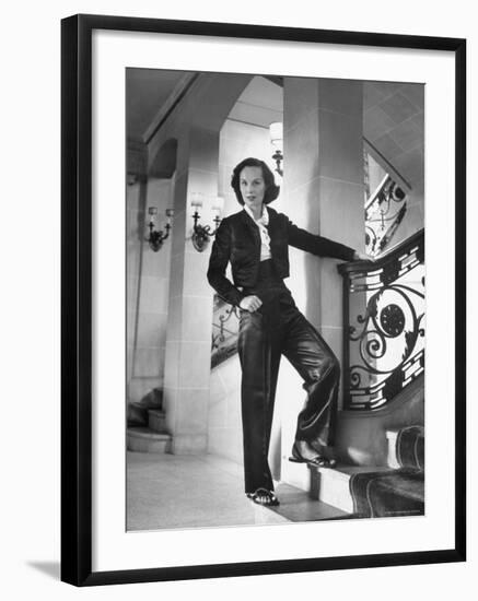 Mrs. Phillip Isles Wearing Bull Fighter Pajamas with Bolera Jacket-Nina Leen-Framed Premium Photographic Print