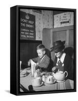 Mrs. Robert Neve and Son Peter Eating Supper in Restaurant-Hans Wild-Framed Stretched Canvas