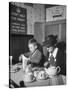 Mrs. Robert Neve and Son Peter Eating Supper in Restaurant-Hans Wild-Stretched Canvas