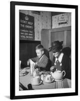 Mrs. Robert Neve and Son Peter Eating Supper in Restaurant-Hans Wild-Framed Photographic Print