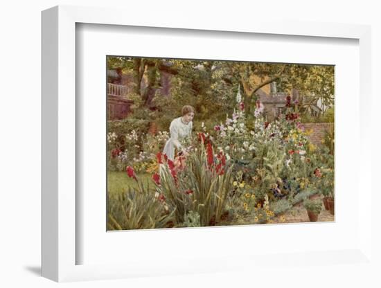 Mrs Spooner in Her Thames-Side Garden at Hammersmith West London-Beatrice Parsons-Framed Photographic Print