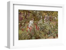 Mrs Spooner in Her Thames-Side Garden at Hammersmith West London-Beatrice Parsons-Framed Photographic Print