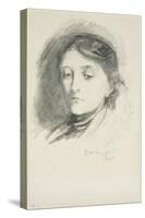 Mrs Thomas Tylston Greg, 1885 (Pencil on Paper)-Hubert von Herkomer-Stretched Canvas