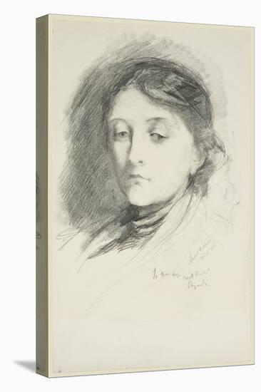 Mrs Thomas Tylston Greg, 1885 (Pencil on Paper)-Hubert von Herkomer-Stretched Canvas