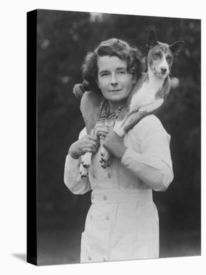 Mrs Tudor-Williams with One of Her Basenjis Kwango of the Congo-Thomas Fall-Stretched Canvas