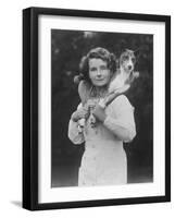 Mrs Tudor-Williams with One of Her Basenjis Kwango of the Congo-Thomas Fall-Framed Photographic Print