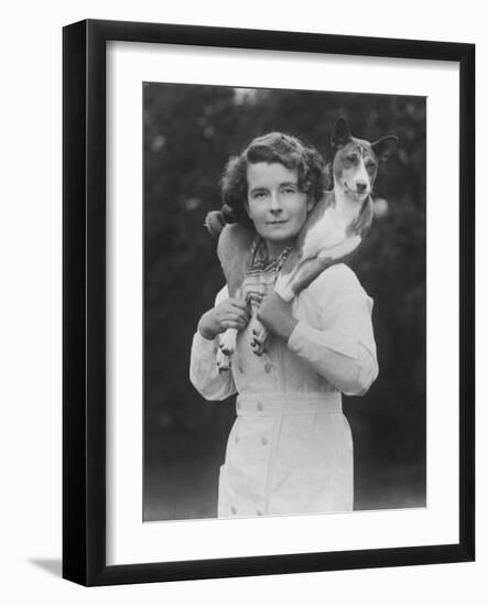 Mrs Tudor-Williams with One of Her Basenjis Kwango of the Congo-Thomas Fall-Framed Photographic Print