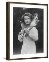 Mrs Tudor-Williams with One of Her Basenjis Kwango of the Congo-Thomas Fall-Framed Photographic Print