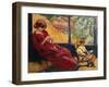 Mrs. Valtat Sewing and Her Son Jean; Mme. Valtat Cousant Et Son Fils Jean, (Oil on Canvas)-Louis Valtat-Framed Giclee Print