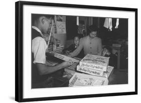 Mrs. Yaeko Nakamura and Family Buying Toys with Fred Moriguchi-Ansel Adams-Framed Art Print