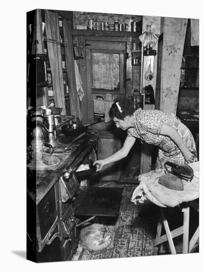 Mrs. Yandle Cooking on Coal Stove, Yacolt Mt, Future Recipients of Electricity from Bonneville Dam-Alfred Eisenstaedt-Stretched Canvas