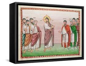 Ms. 24 Jesus and the Captain of Capernaum, from the Codex Egberti, C.980 (Vellum)-Ottonian-Framed Stretched Canvas